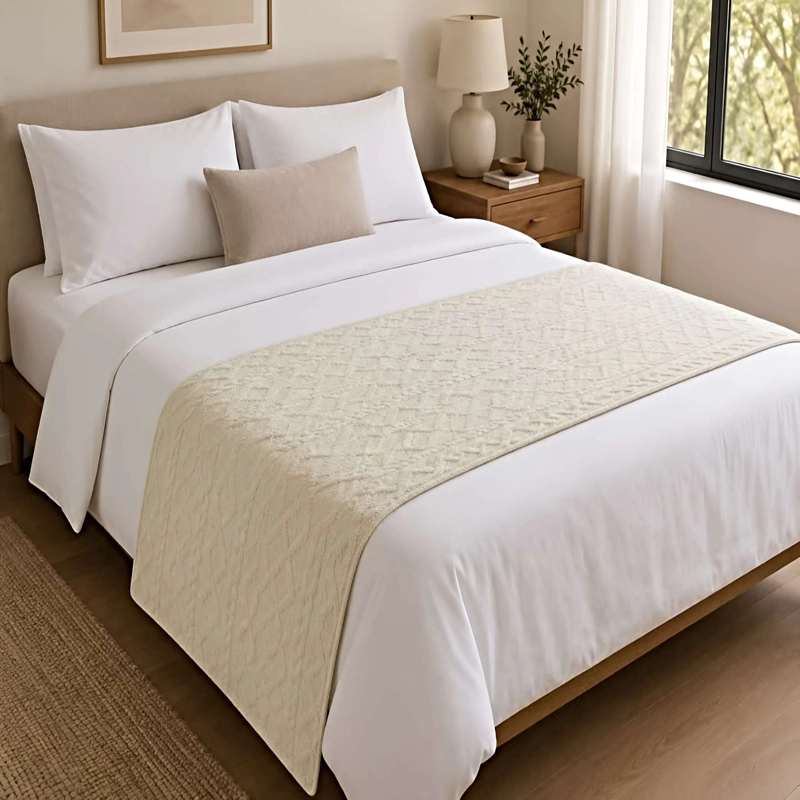 PIECERA DECORATIVA TEXTURIZADA 70X220 CM BEIGE - 1