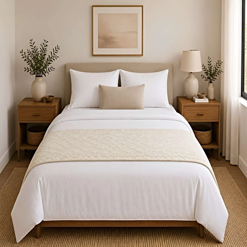 PIECERA DECORATIVA TEXTURIZADA 70X220 CM BEIGE - 2