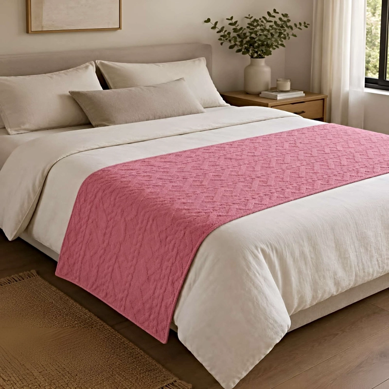 PIECERA DECORATIVA TEXTURIZADA 70X220 CM ROSADO - 1