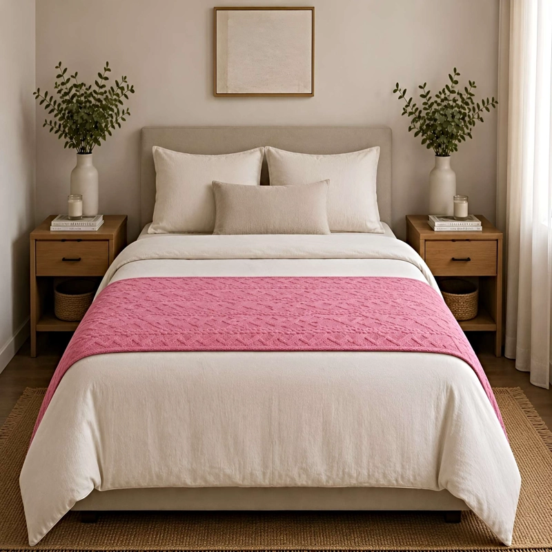 PIECERA DECORATIVA TEXTURIZADA 70X220 CM ROSADO - 2