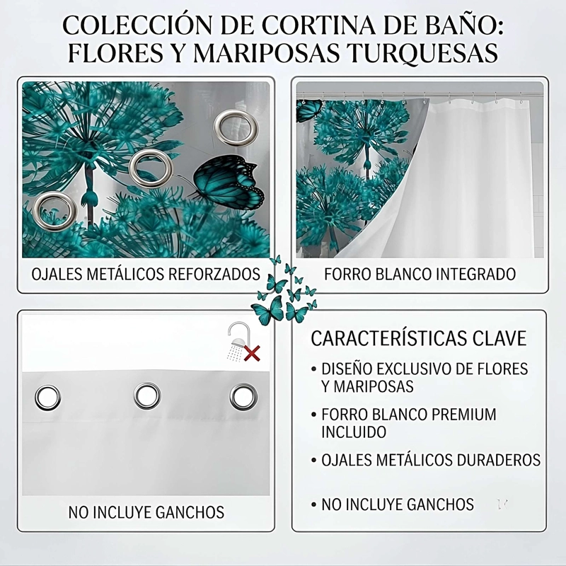 CORTINA DE BAÑO CON FORRO 180X180 CM CB24 - 4