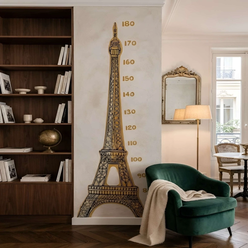 VINILO DECORATIVO CON MEDIDOR CON DISEÑO DE TORRE EIFELL - 1
