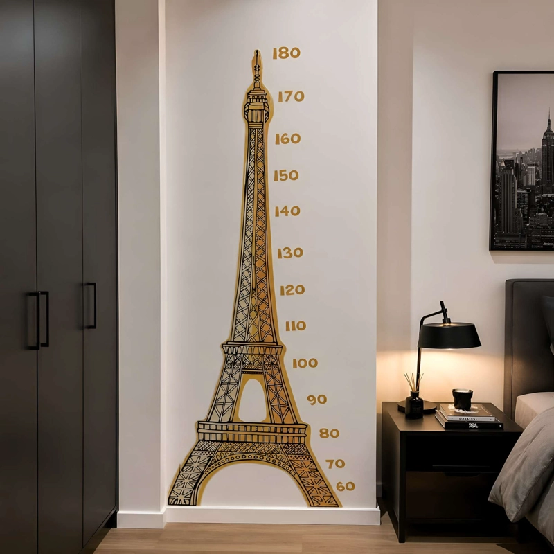 VINILO DECORATIVO CON MEDIDOR CON DISEÑO DE TORRE EIFELL - 3