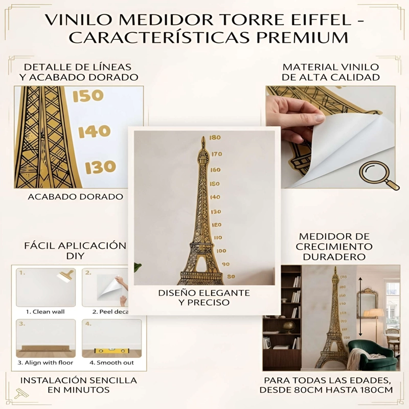VINILO DECORATIVO CON MEDIDOR CON DISEÑO DE TORRE EIFELL - 4