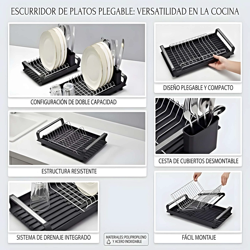 ESCURRIDOR DE PLATOS PLEGABLE Y ELEGANTE C02 - 5