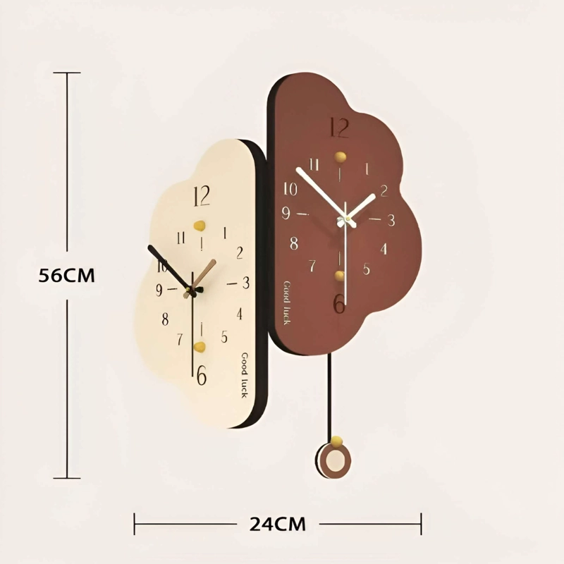 RELOJ DE PARED MODERNO CON PENDULO COLOR CAFE - 3