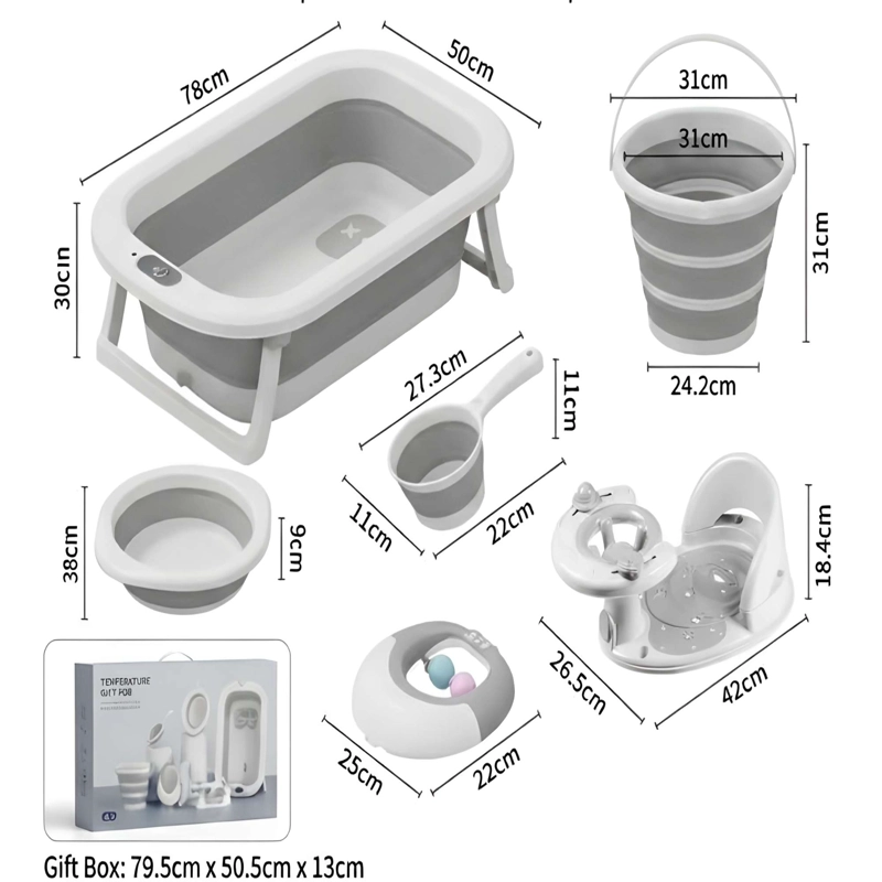 BAÑERA PORTATIL CON MULTIPLES ACCESORIOS COLOR GRIS - 4