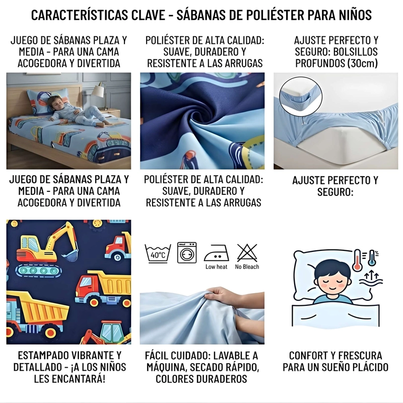 JUEGO DE SABANA INFANTIL 1.5 PLAZA P6 CELESTE - 4