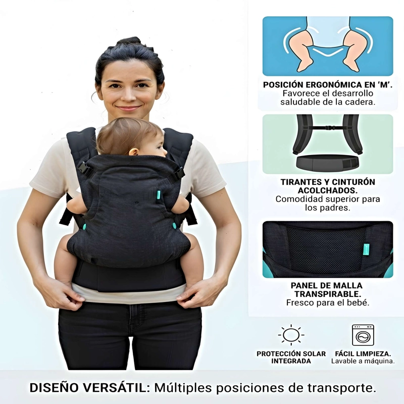 PORTABEBE S ERGONOMICO 4 EN 1 NEGRO - 4