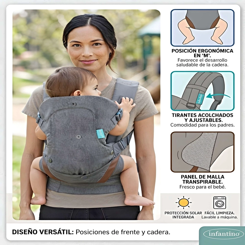 PORTABEBE S ERGONOMICO 4 EN 1 GRIS - 4