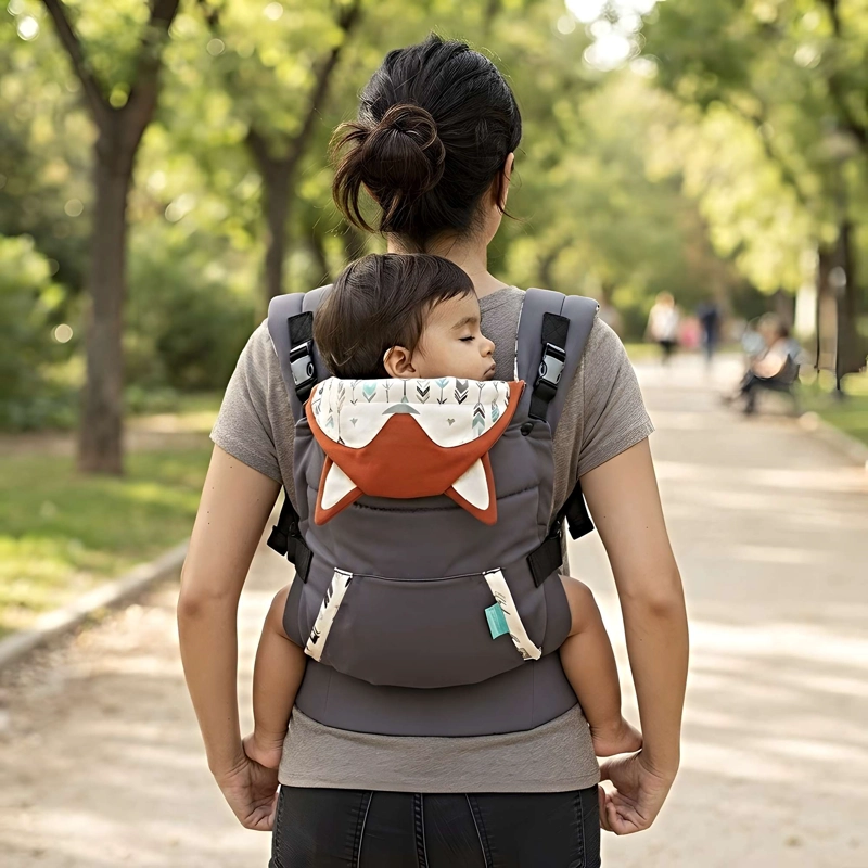 PORTABEBE S ERGONOMICO CON CAPUCHA 4 EN 1 GRIS O - 1