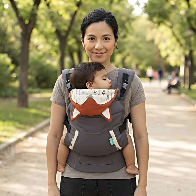 PORTABEBE S ERGONOMICO CON CAPUCHA 4 EN 1 GRIS O - 3