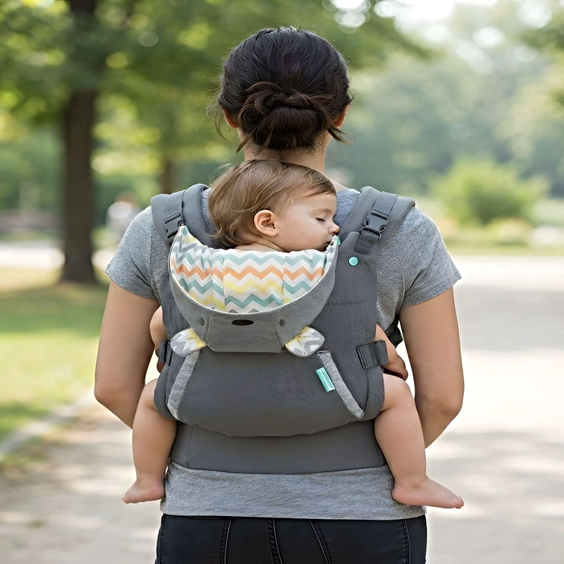 PORTABEBE S ERGONOMICO CON CAPUCHA 4 EN 1 GRIS C - 3