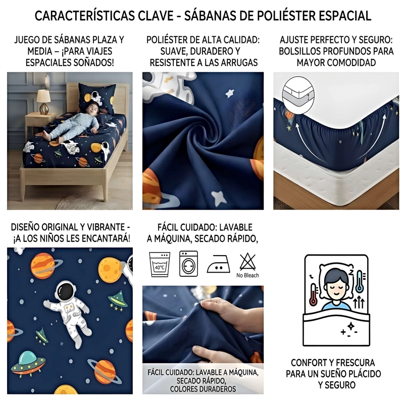JUEGO DE SABANA INFANTIL 1.5 PLAZA P4 AZUL MARINO - 4