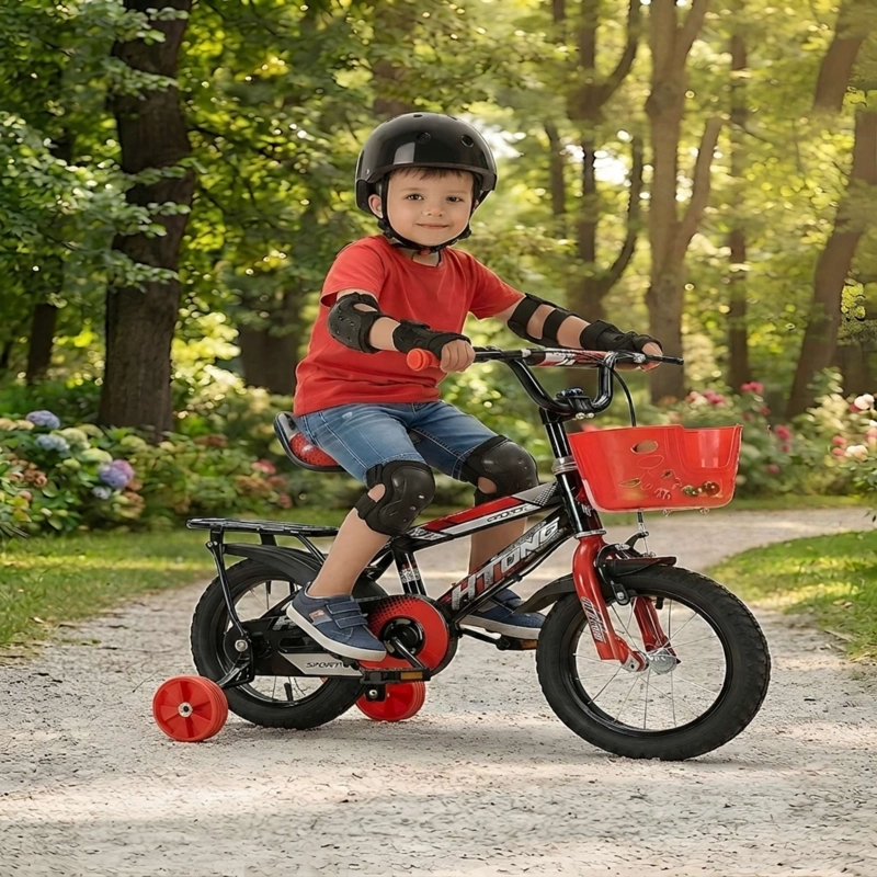 BICICLETA DE NIÑOS ARO 12 CON RUEDITAS MAS KIT DE SEGURIDAD ROJO - 4