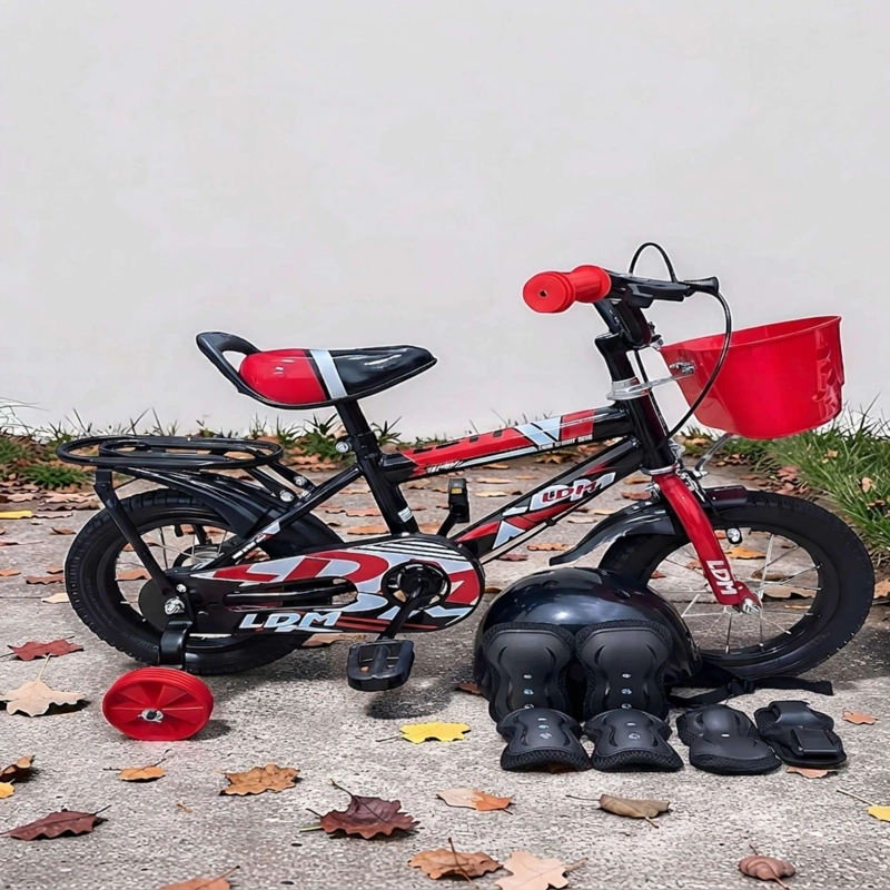 BICICLETA DE NIÑOS ARO 12 CON RUEDITAS MAS KIT DE SEGURIDAD ROJO2 - 1