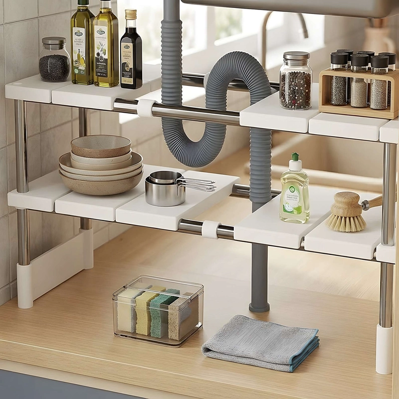 ORGANIZADOR AJUSTABLE DE 2 NIVELES BLANCO - 1