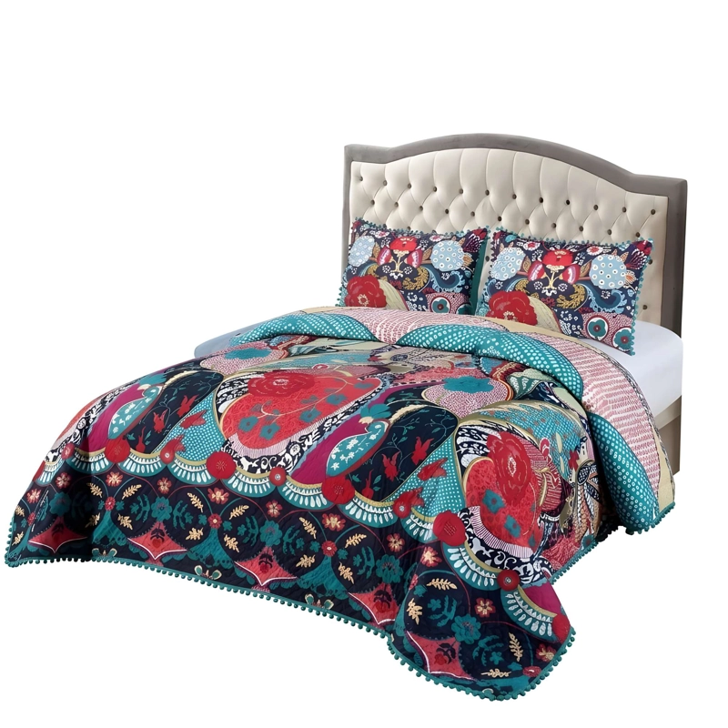 CUBRECAMA DE VERANO CON POMPONES Y DISEÑO KING A6 - 4