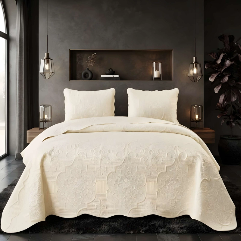 CUBRECAMA DE VERANO 1,5 PLAZA COLOR BEIGE - 3