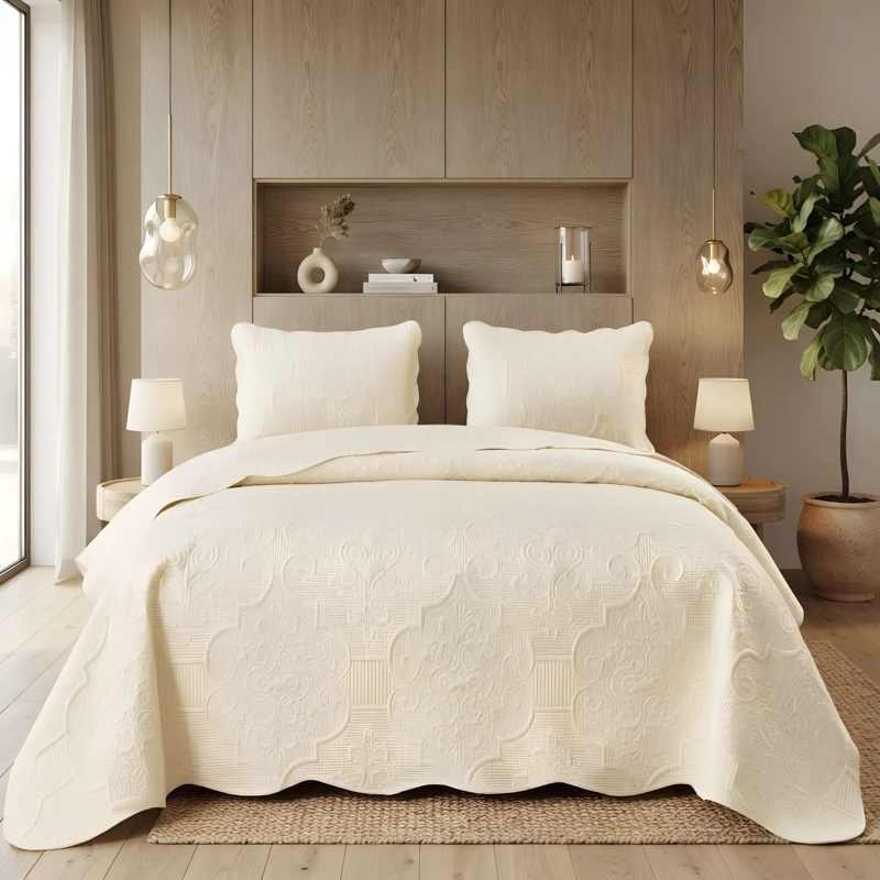 CUBRECAMA DE VERANO KING COLOR BEIGE - 2