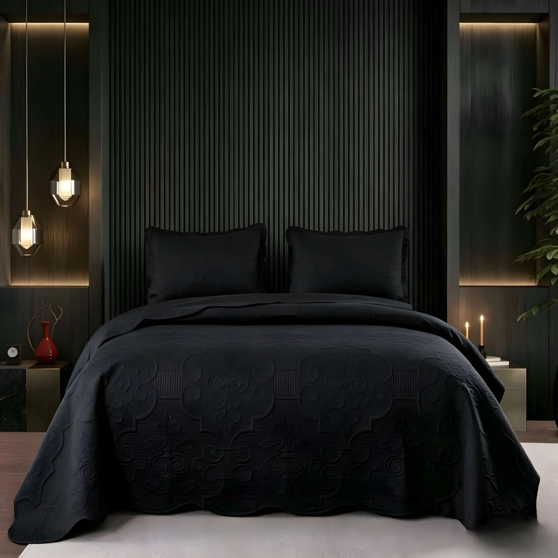 CUBRECAMA DE VERANO 1,5 PLAZA COLOR NEGRO - 1