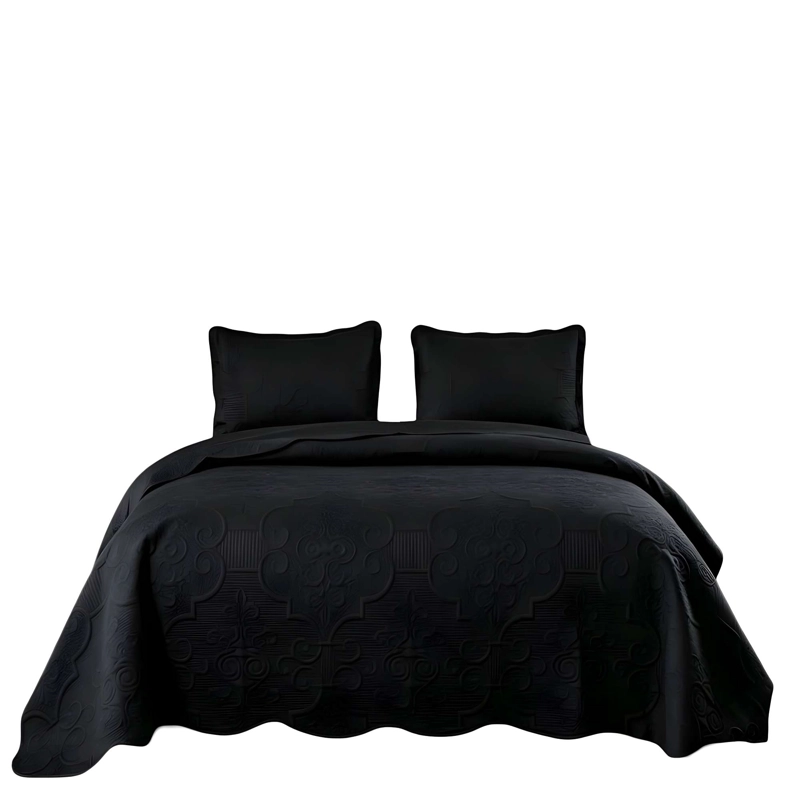 CUBRECAMA DE VERANO 1,5 PLAZA COLOR NEGRO - 4