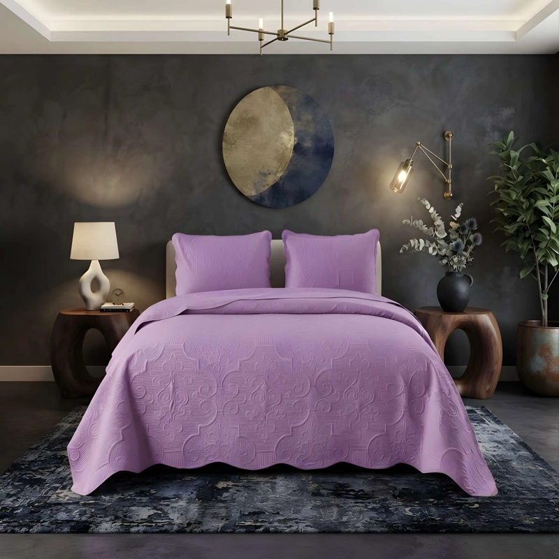CUBRECAMA DE VERANO 1,5 PLAZA COLOR MORADO - 3