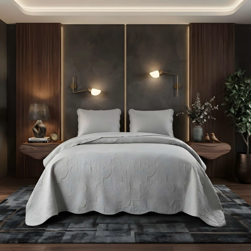 CUBRECAMA DE VERANO KING COLOR GRIS - 3