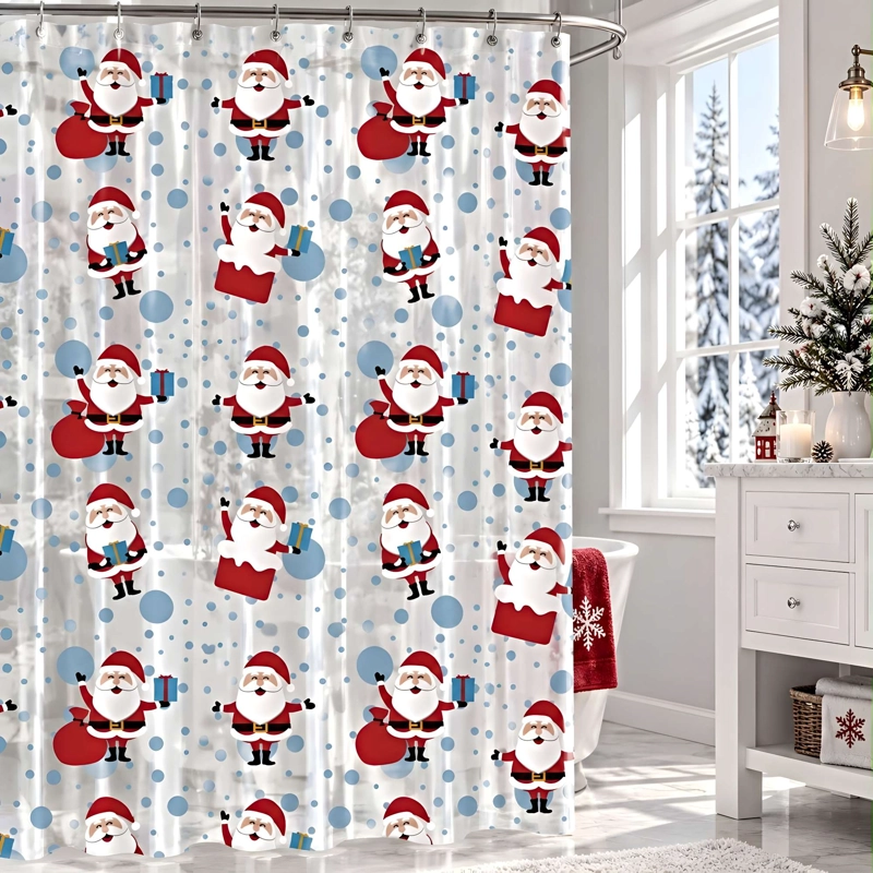 CORTINA DE BAÑO DE NAVIDAD MAS FORRO N05 - 2