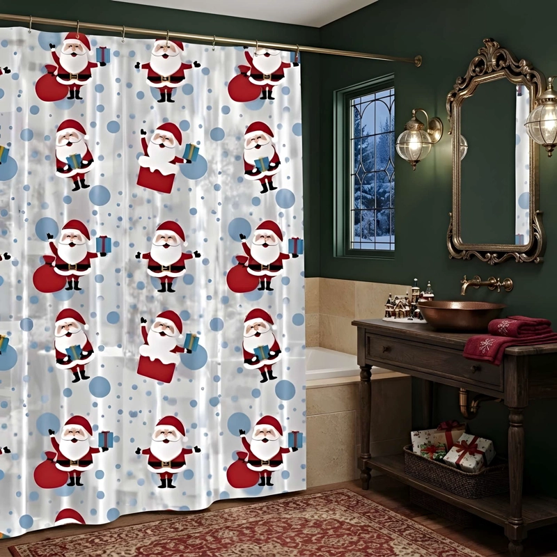CORTINA DE BAÑO DE NAVIDAD MAS FORRO N05 - 4