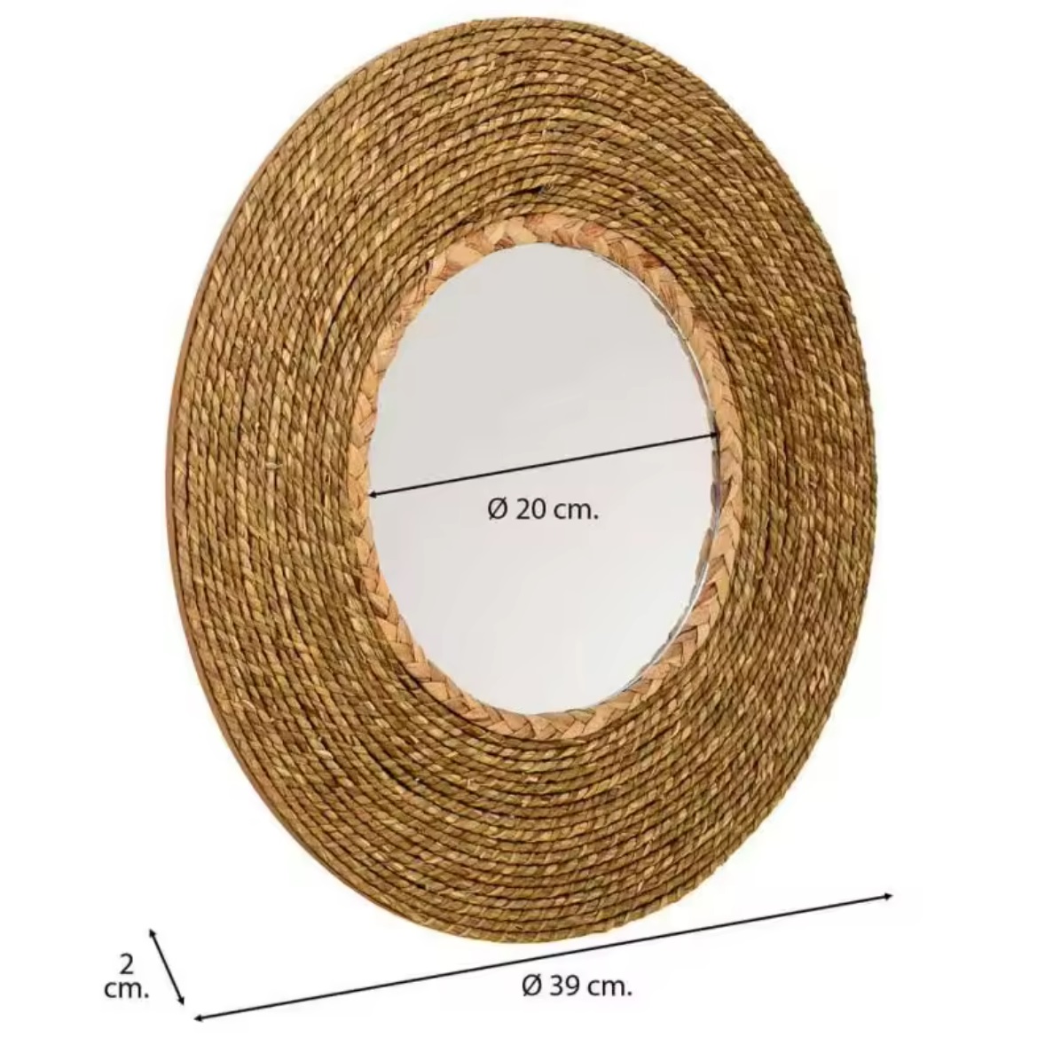 ESPEJO TALLER SIN FRONTERAS REDONDO FIBRA NATURAL 39CM VIDRIO - 3