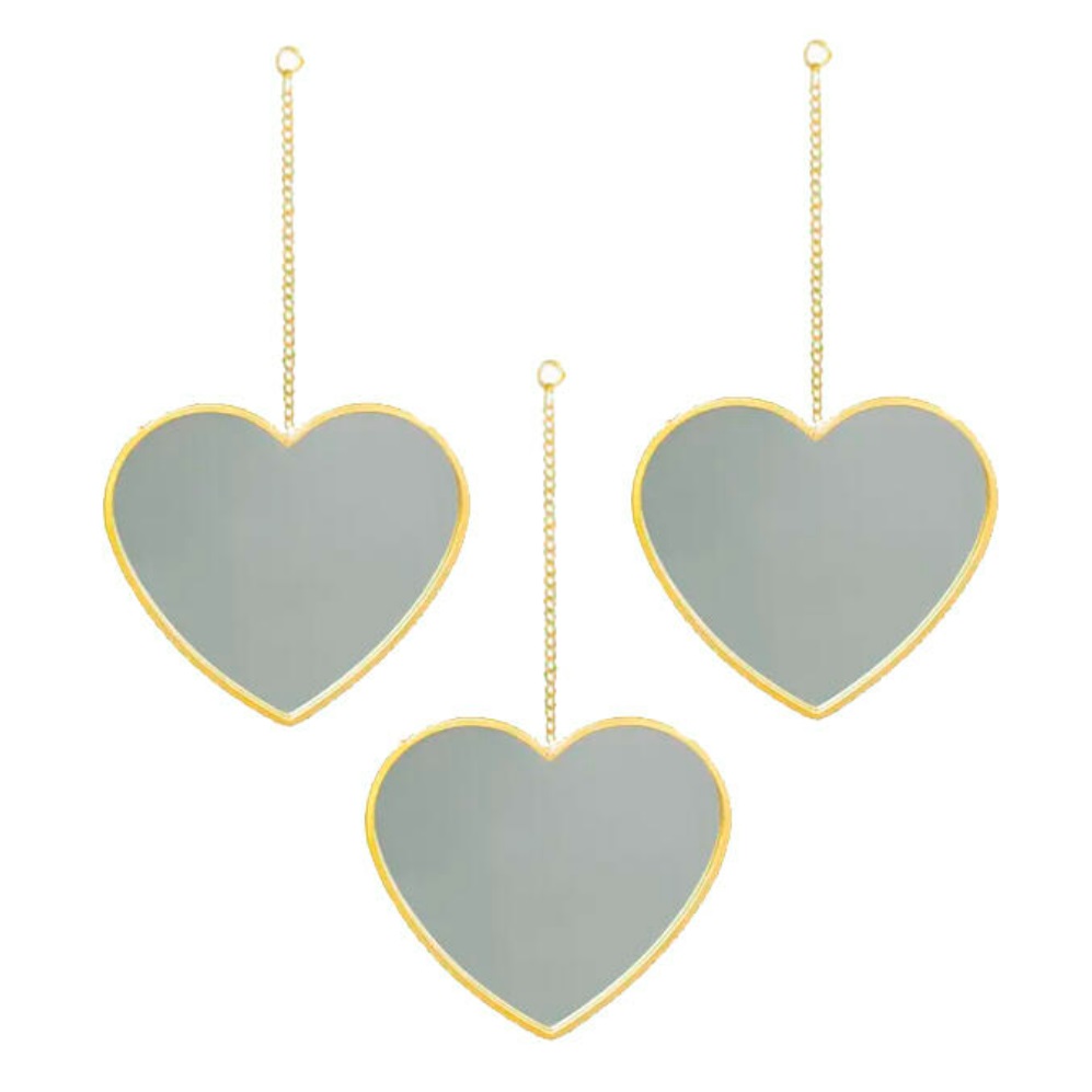 SET 3 ESPEJOS TALLER SIN FRONTERAS CORAZONES COLGANTES VIDRIO - 2