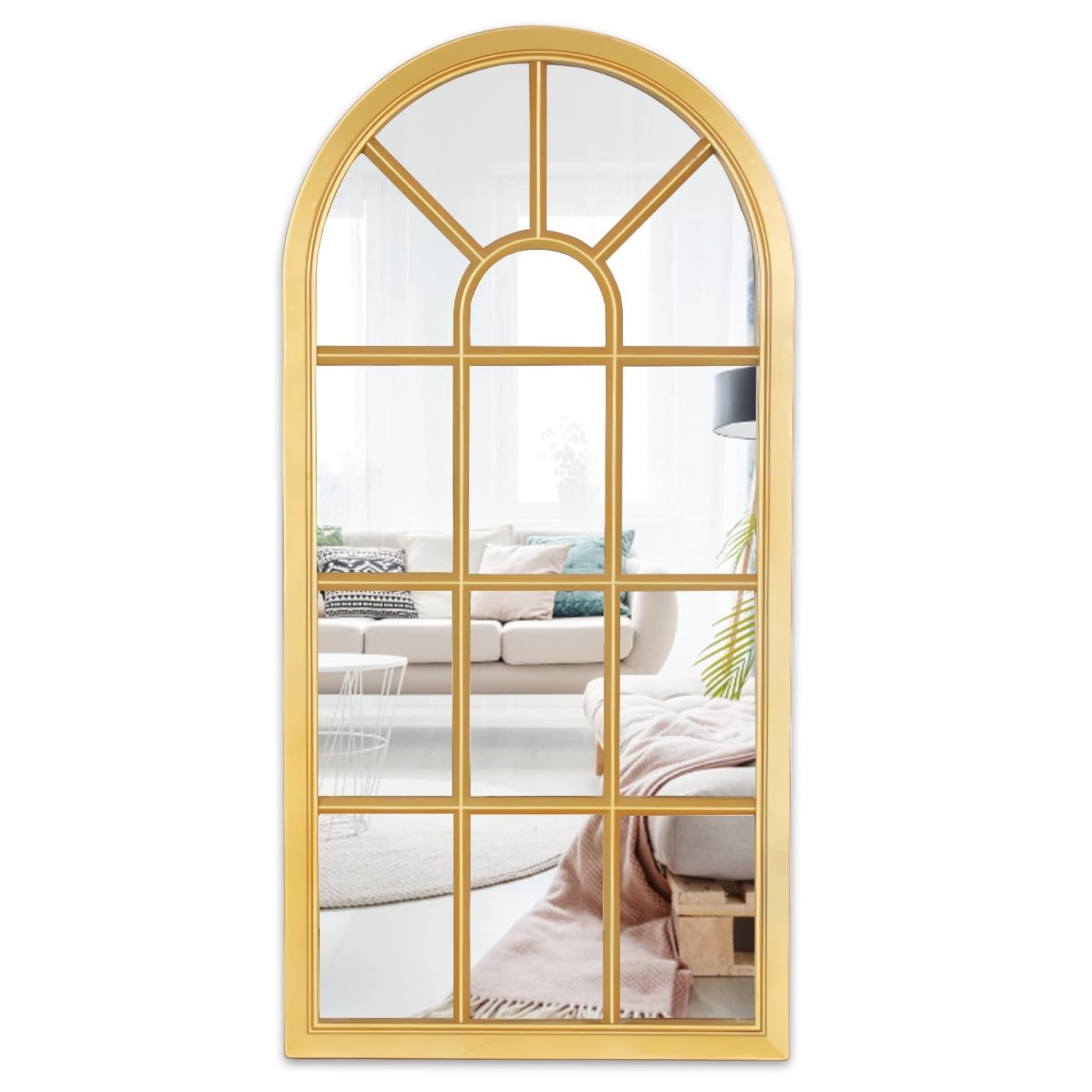 ESPEJO TALLER SIN FRONTERAS CATEDRAL VENTANA GOLD PARED VIDRIO - 2
