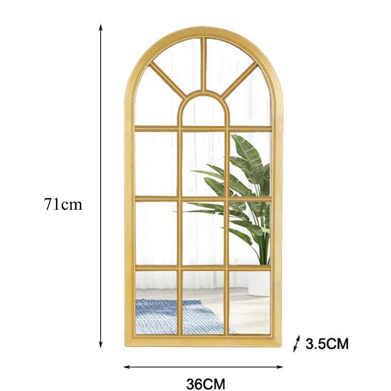 ESPEJO TALLER SIN FRONTERAS CATEDRAL VENTANA GOLD PARED VIDRIO - 3