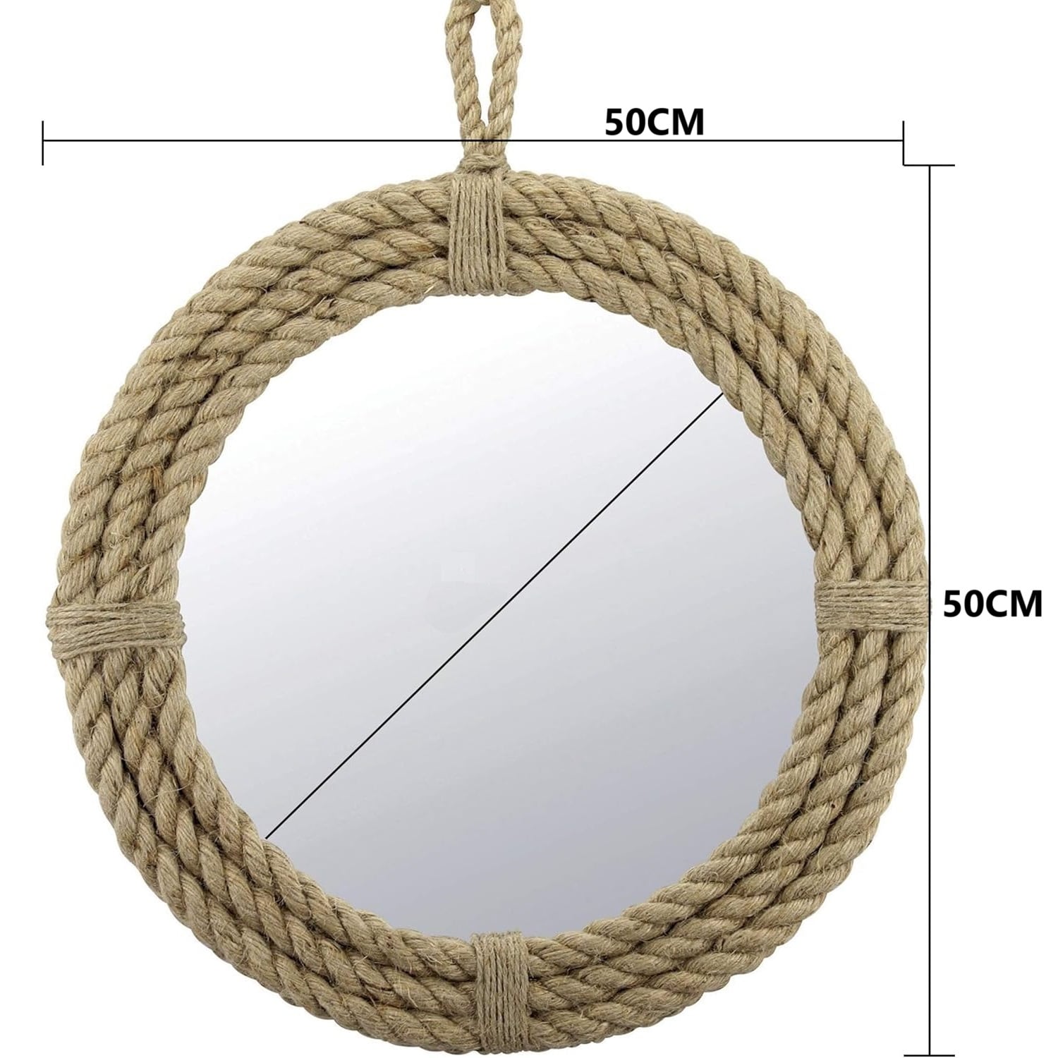 ESPEJO TALLER SIN FRONTERAS NÁUTICO NUDO 50CM YUTE - 3