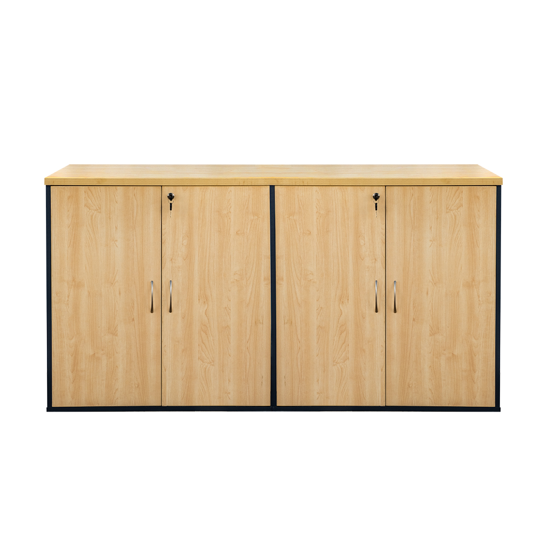 DOS ESTANTES MODULARES LAMINADO COMPACTO CON PUERTAS Y LLAVES. COLOR MAPLE Y GRAFITO - 1
