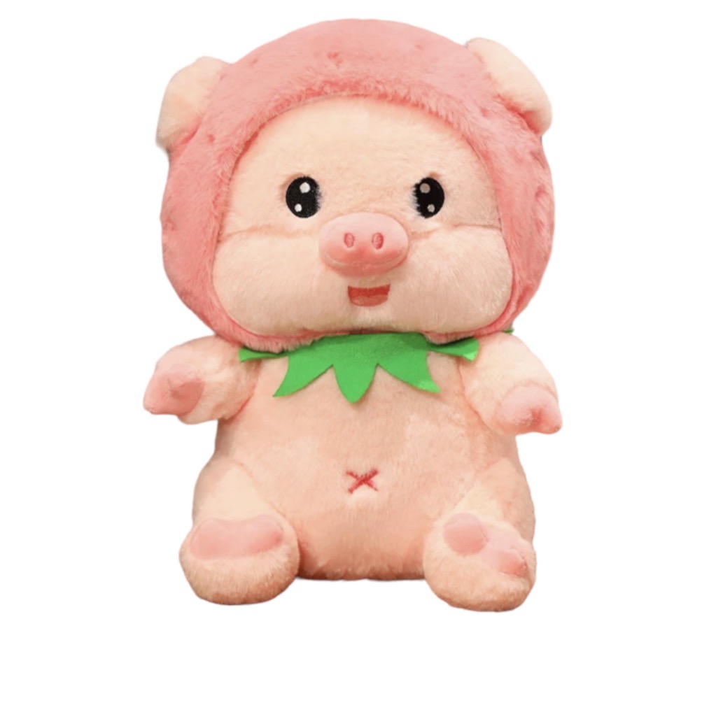 PELUCHE CERDO CON DISFRAZ FRESA KAWAII 35CM - 1