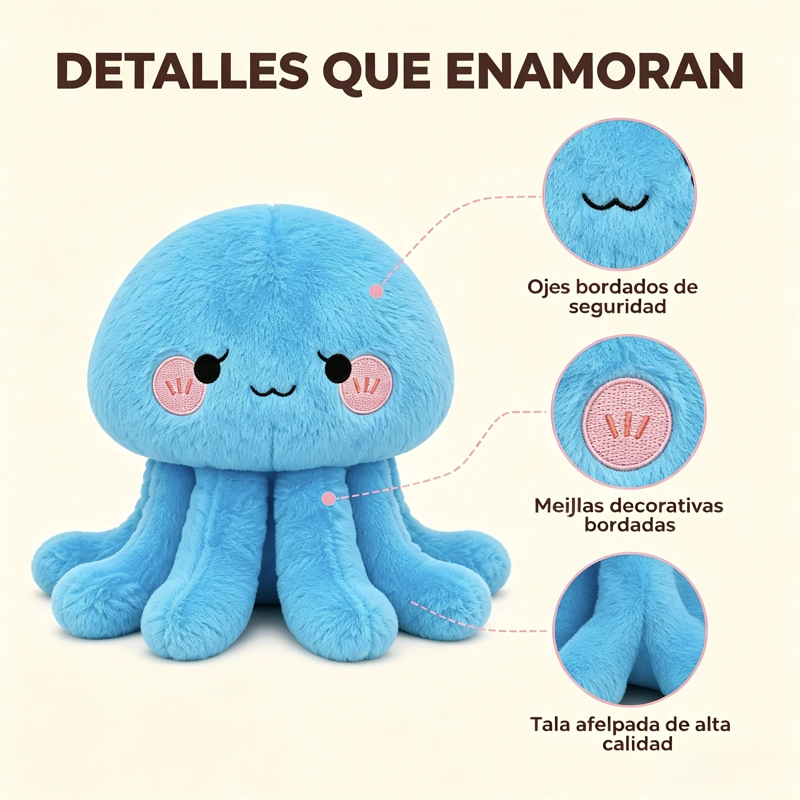 PELUCHE PULPO PULPITO KAWAII PARA NIÑOS 25CM AZUL - 2