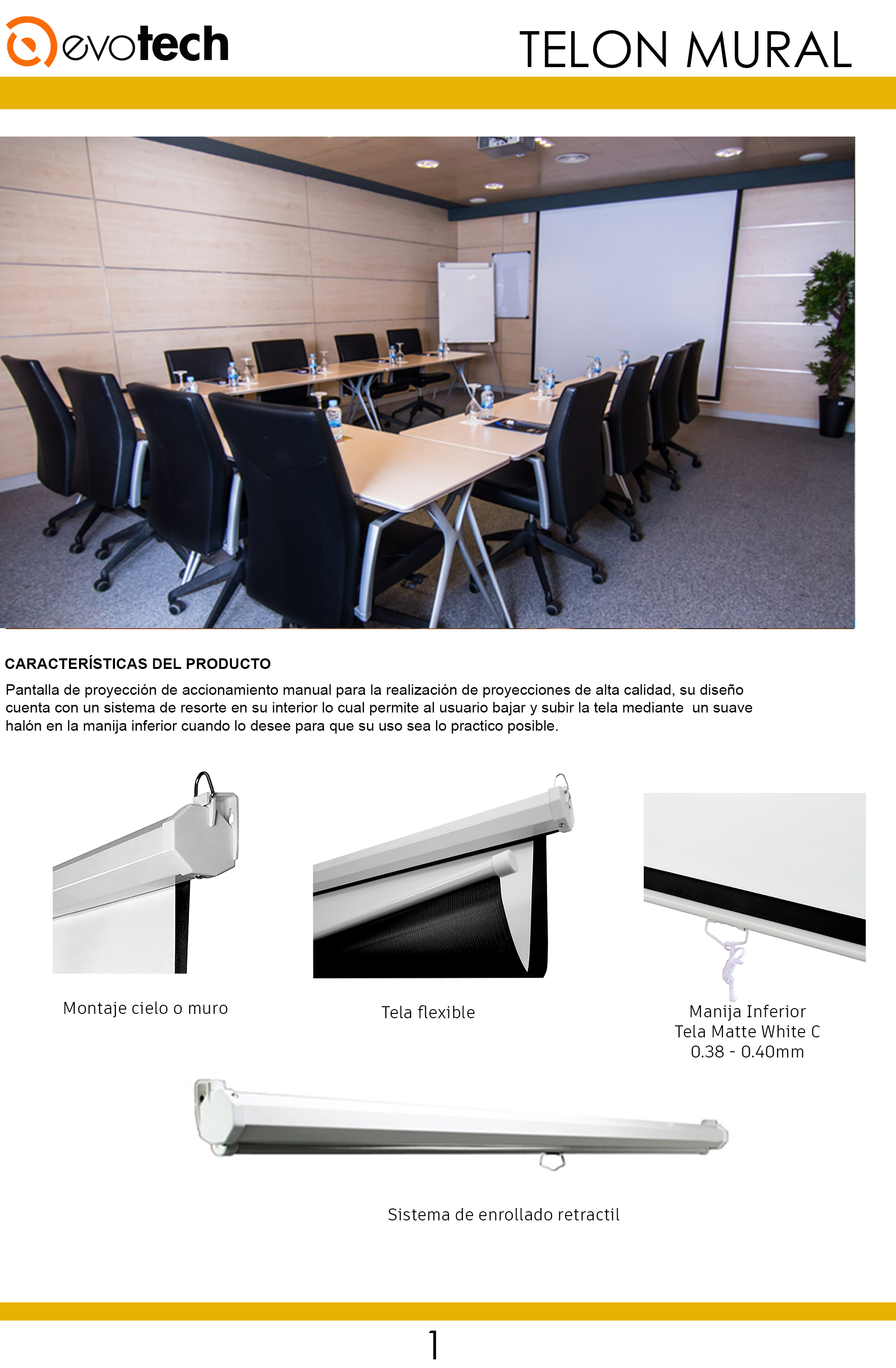 TELÓN EVOTECH TM-203X152 MANUAL 203X152 CM , MECANISMO RETRACTIL - 6