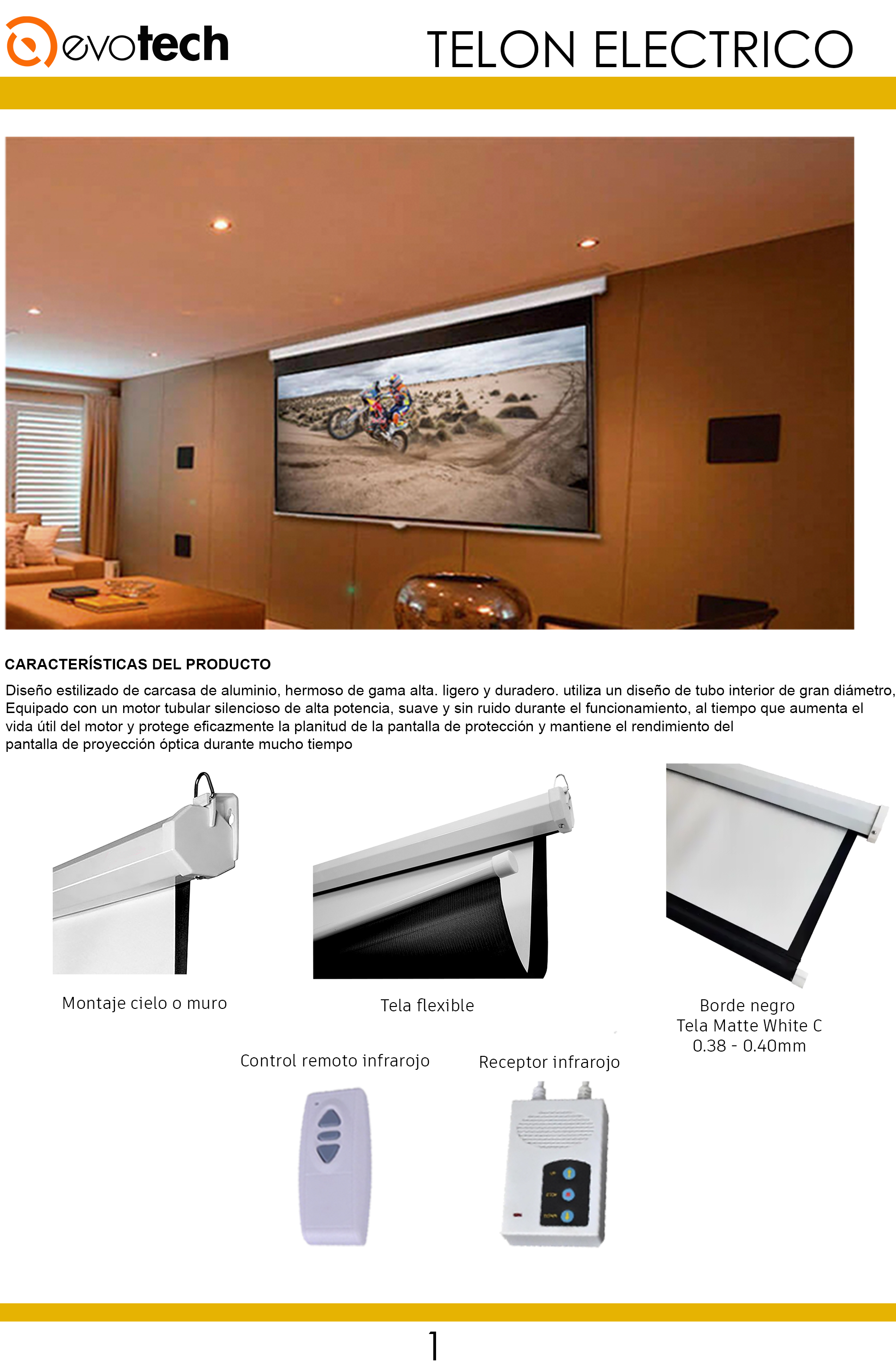 TELON ELECTRICO 203X152 CM/ INCLUYE CONTROL REMOTO - 2