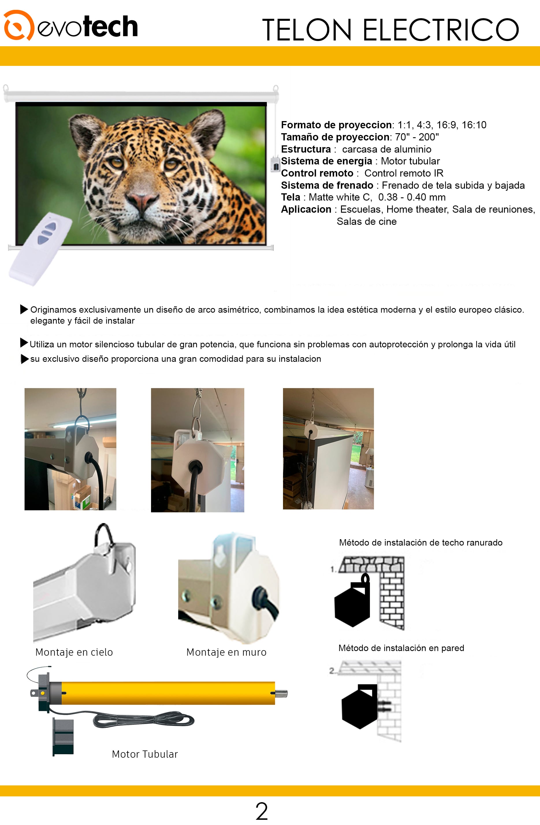 TELON ELECTRICO 203X152 CM/ INCLUYE CONTROL REMOTO - 3