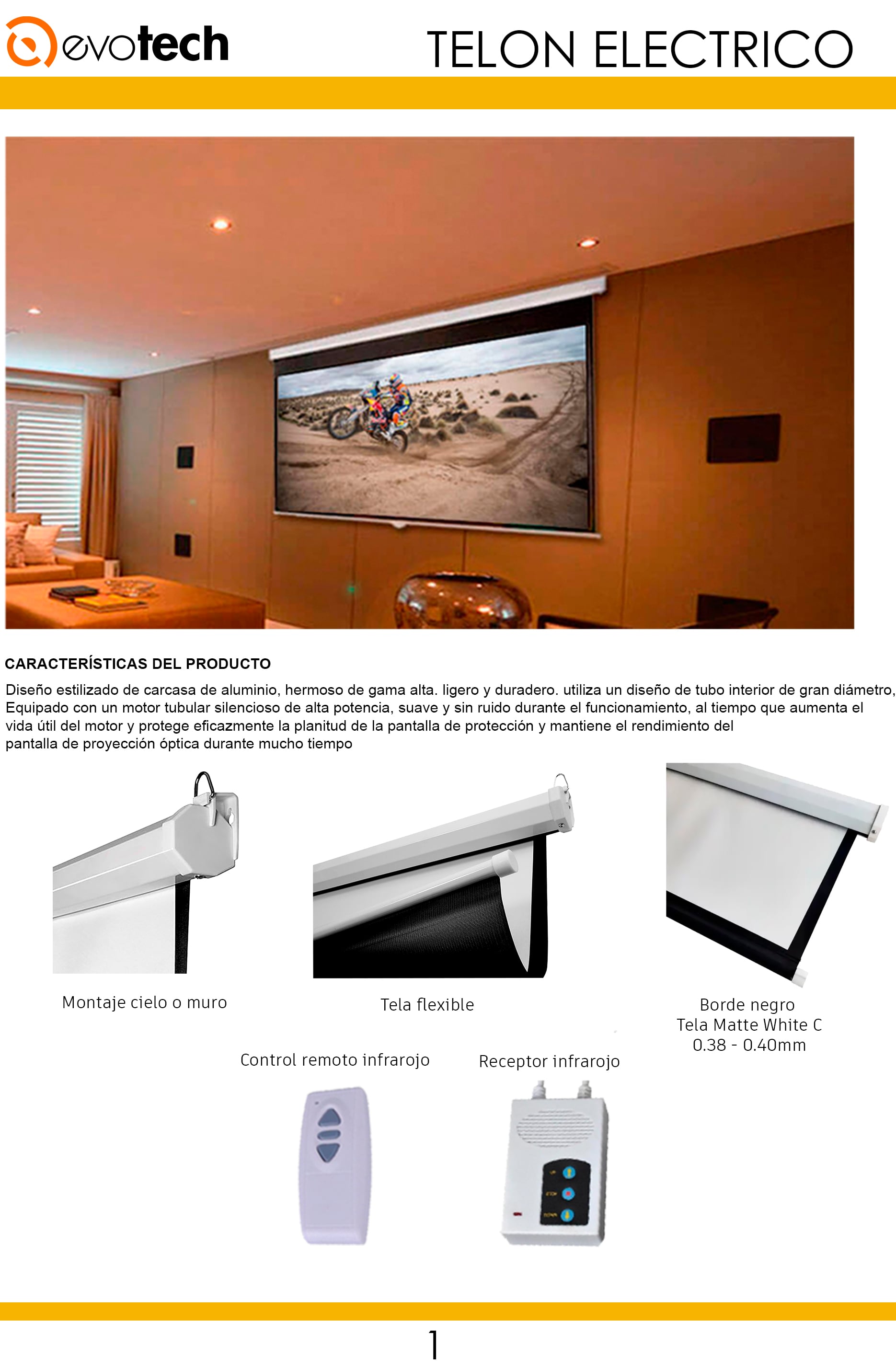 TELÓN EVOTECH TE-406X305 ELECTRICO 406×305 CM INCLUYE CONTROL REMOTO - 2