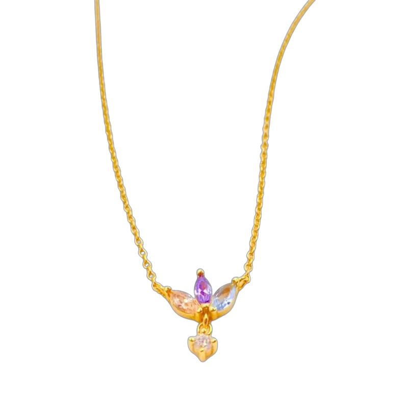 Collar de Trebol Plata 925 en Oro 18K Circonita Tricolor Nordvik London - 1