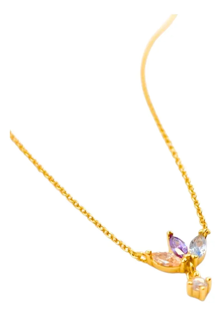 Collar de Trebol Plata 925 en Oro 18K Circonita Tricolor Nordvik London - 2
