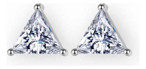 AROS FINOS TRIANGULARES; PLATA Y CRISTAL AAA; REGALO MUJER PLATEADO - 1