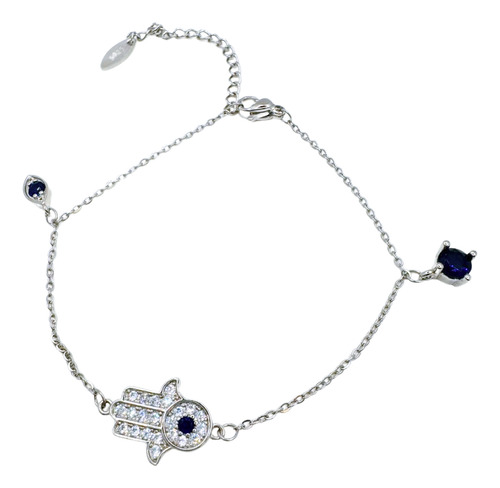 PULSERA MANO DE FATIMA, PROTECCION, REGALO MUJER, BAÑO PLATA PLATEADO 6.5 CM 23 CM - 1