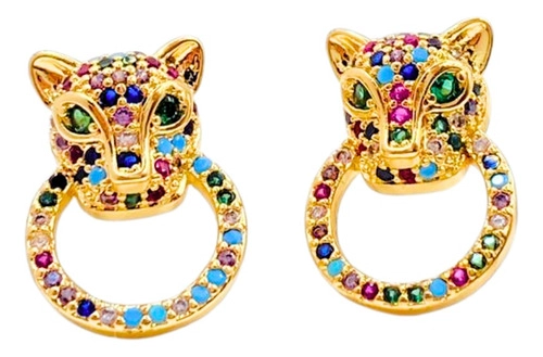 AROS APEGADOS LEOPARDO, CHAPADOS EN ORO Y CIRCONITACOLOR DORADO - 1