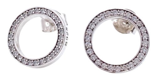 AROS CIRCULOS, PLATA 925, CZ; JOYERIA FINA; REGALO DE MUJER  PLATEADO - 1