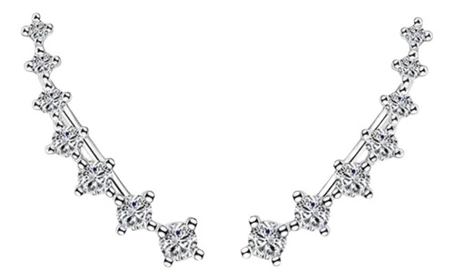 AROS PLATA 925, 7 ESTRELLAS PUNTO DE LUZ; REGALO PARA MUJER  PLATEADO - 1