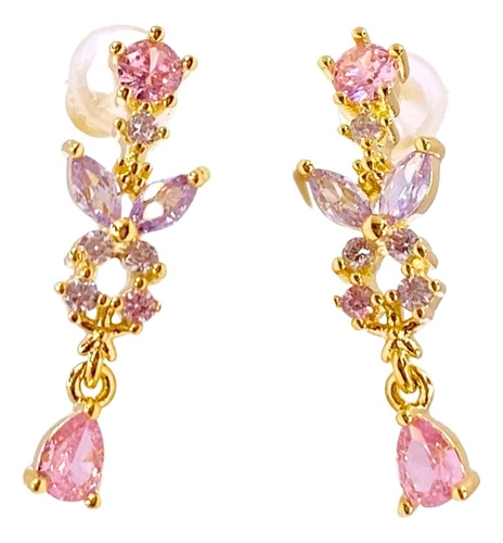 AROS COLGANTES MARIPOSA, TRICOLOR Y GOTAS, REGALO MUJER ROSA - 1